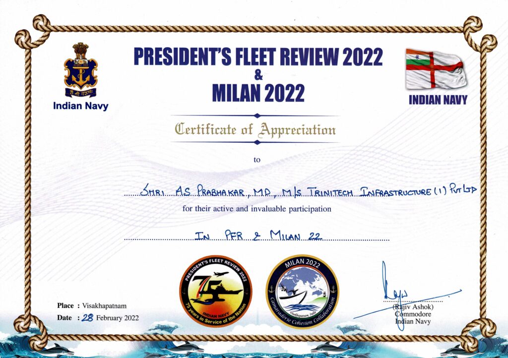Certificate of Appreciation presented to Trinitech
