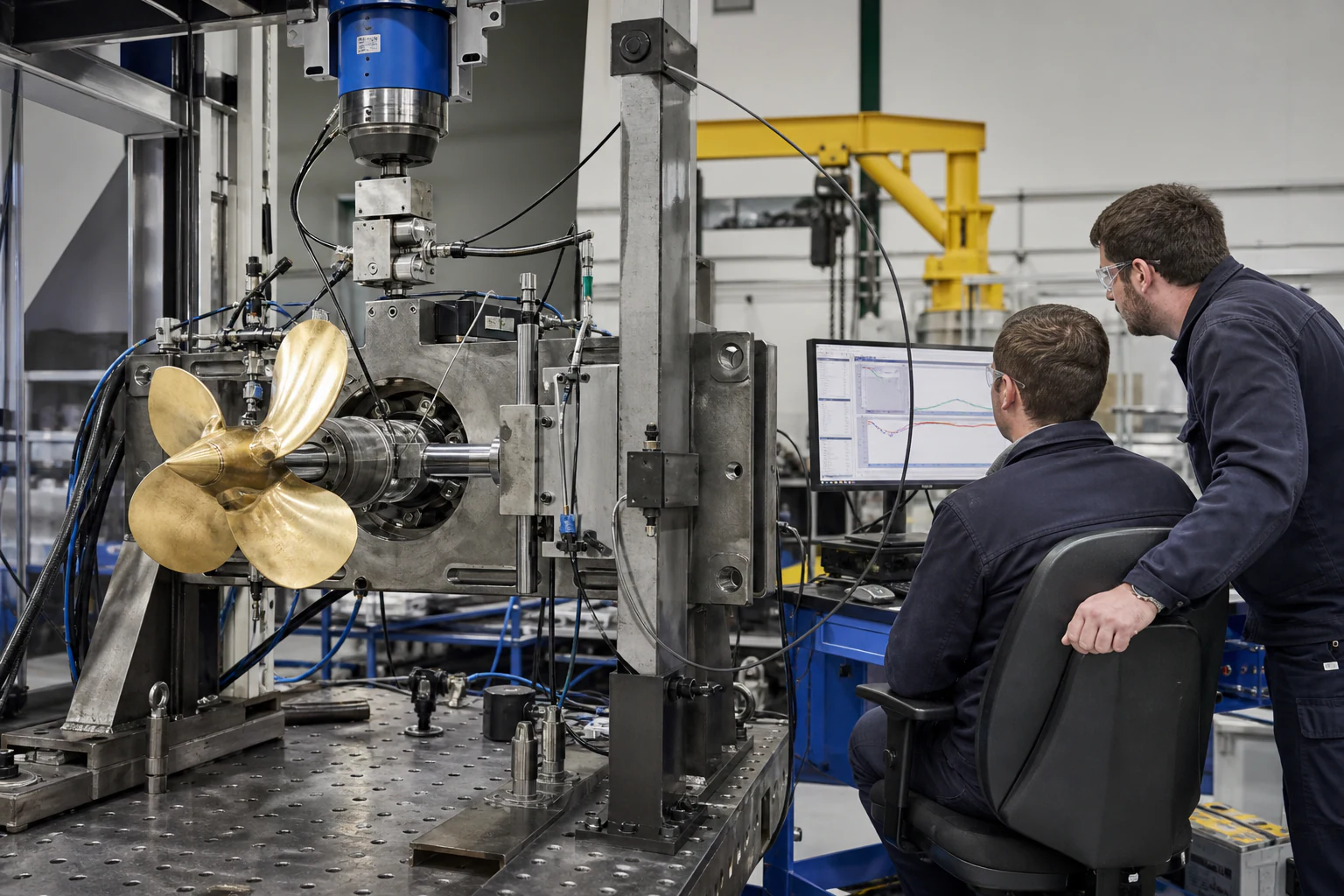 Engineers monitoring an instrumented component test